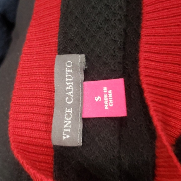 Vince Camuto Red & Black Oversized Longsleeve Top Size Small NWT - Picture 6 of 8